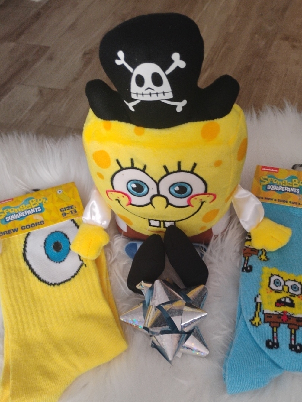 SpongeBob Pirate Plush Toy with 2pr Socks - 🆕💛💙🩵